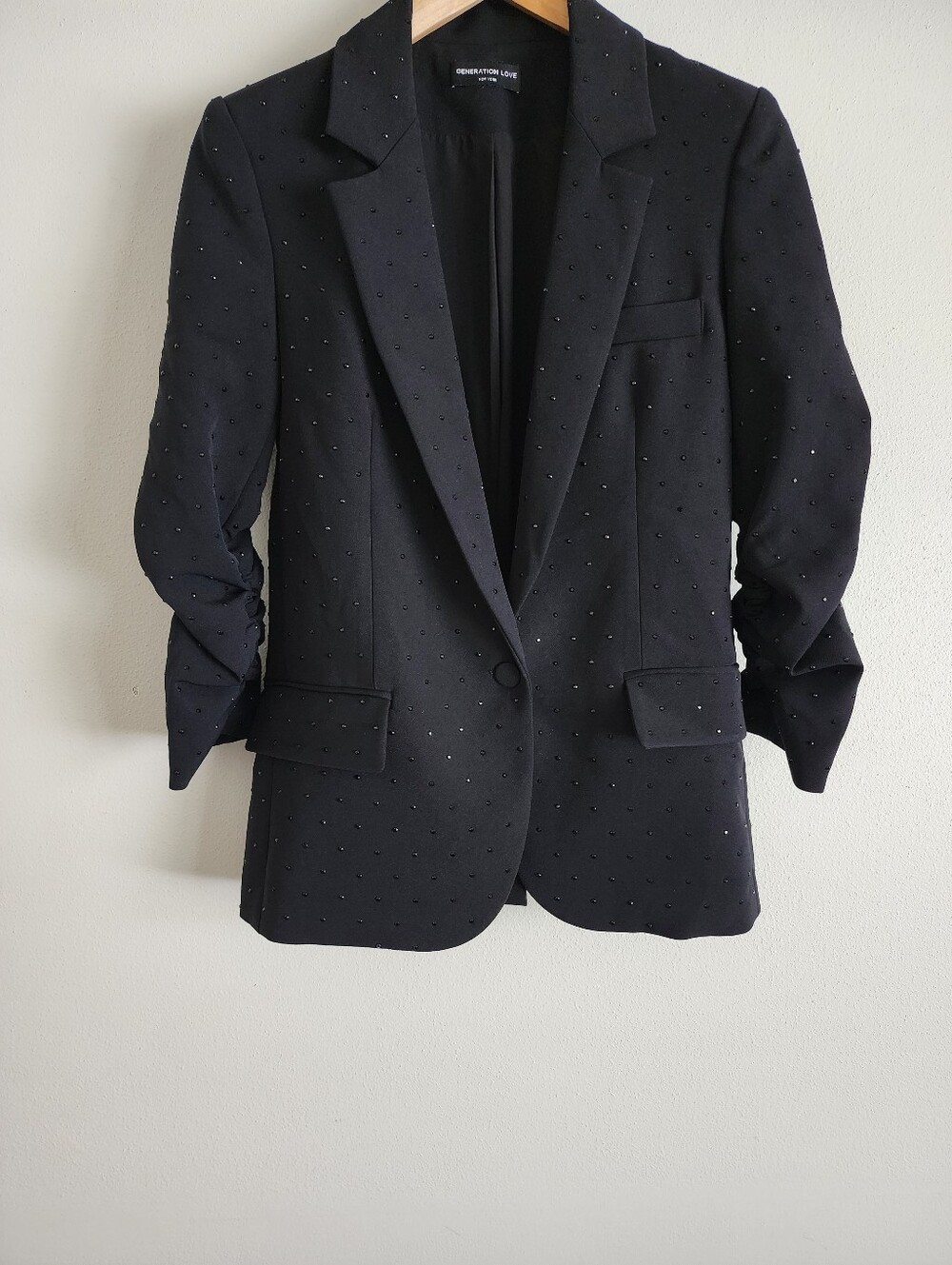 Generation Love Small Black Crystal Rhinestone Studded Blazer Jacket - Picture 3 of 16